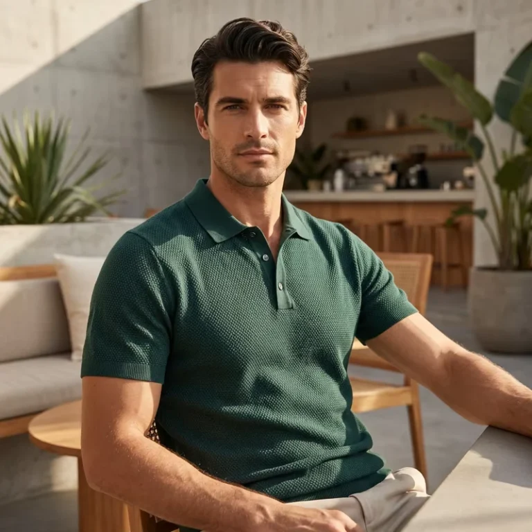 CHINEE-Luxury-Mens-Knitted-Polo-Shirt-Pique-Honeycomb-Texture-Business-Casual-Slim-Fit-Soft-Cotton-Breathable-Short-Sleeve-Polo-1