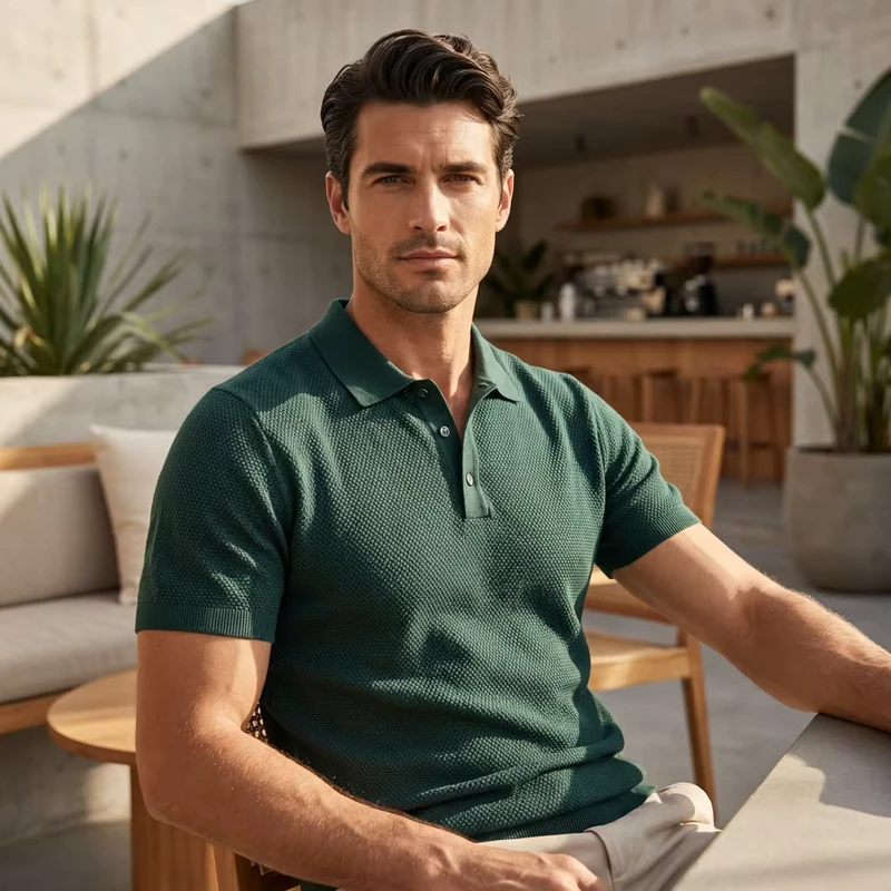 CHINEE-Luxury-Mens-Knitted-Polo-Shirt-Pique-Honeycomb-Texture-Business-Casual-Slim-Fit-Soft-Cotton-Breathable-Short-Sleeve-Polo-1