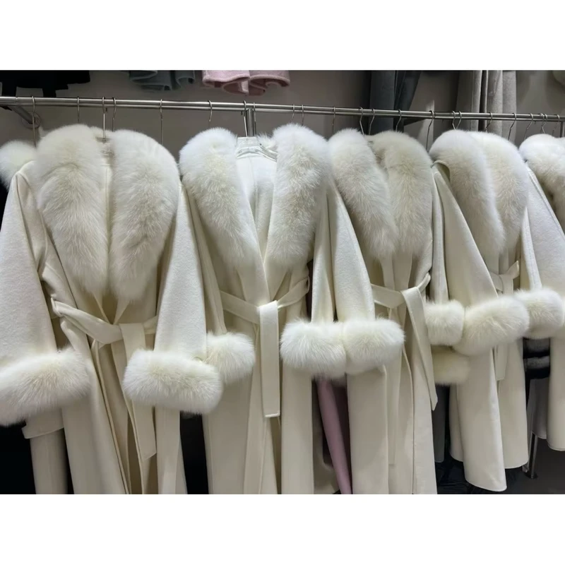 CHINEE-Luxury-Winter-Warm-Fluffy-Detachable-Collar-Cuffs-Real-Fox-Fur-Woolen-Coat-Elegant-Soft-Belted-Women-Cashmere-Wool-Coat