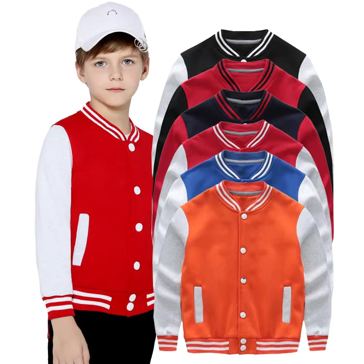 CHINEE-Manufacturer-Customized-LOGO-Childrens-Baseball-Uniforms-Sweater-100-Cotton-Kids-Sweater-Cardigan-Jacket-1