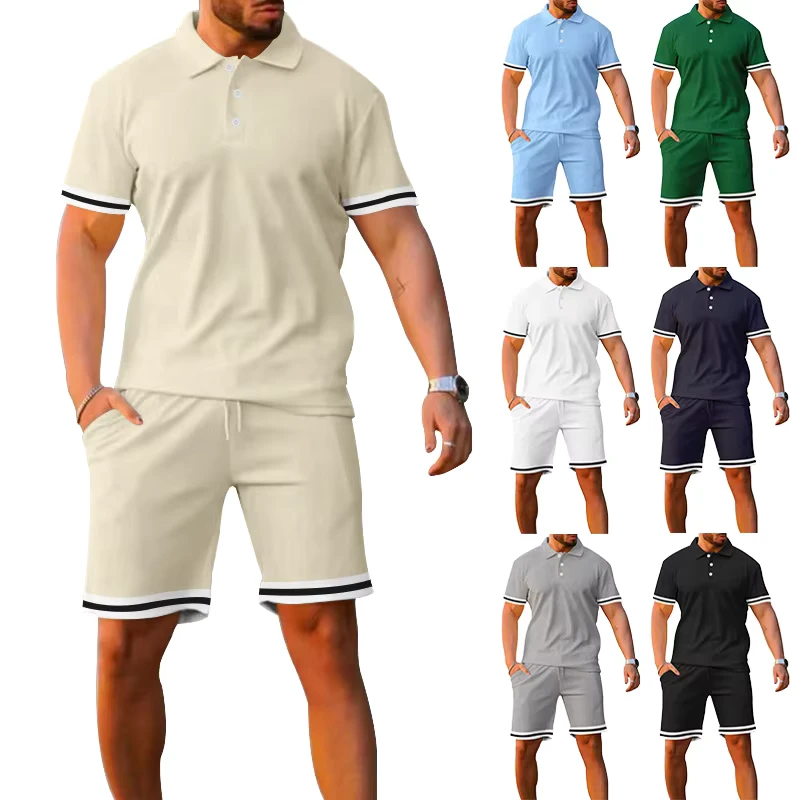 CHINEE-Men-Polo-Shirts-and-Shorts-Set-Casual-Plus-Size-Summer-Two-Piece-Sets