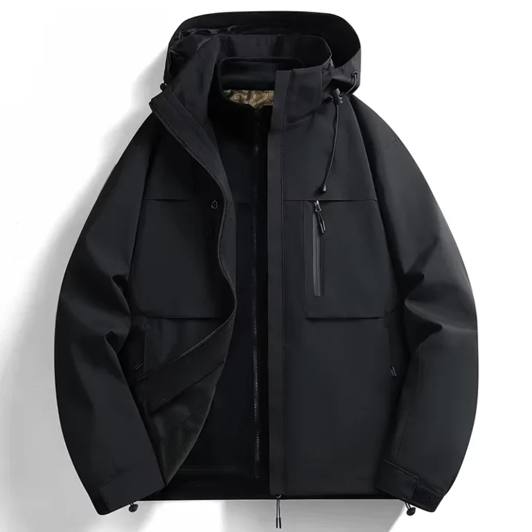 CHINEE-Mens-3in1-Lightweight-Outdoor-Jacket-for-Hiking-Trekking-Stand-Collar-Long-Windbreaker-with-Full-Zipper-Patchwork-Breathable