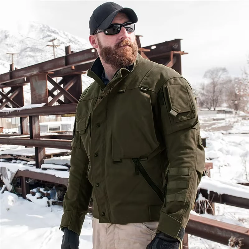 CHINEE-Mens-American-Style-Tactical-Jacket-Windproof-Warm-Coated-Stand-Collar-Zipper-Outdoor-Winter-Jacket