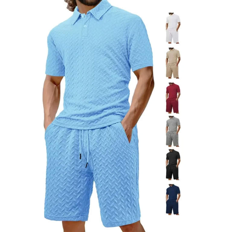 CHINEE-Mens-Casual-Loose-Jacquard-Short-Sleeve-Polo-Shirt-Sets-Summer-Breathable-Anti-Wrinkle-Clothes-Sets-for-Men