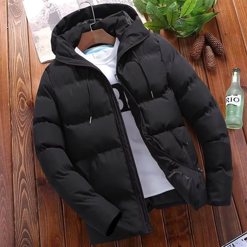 CHINEE-Mens-Casual-Winter-Bomber-Jacket-Zipper-Warm-Puffer-Stand-Collar-Hood-Vintage-Style-Knitted-Fabric-Outwear-Business-Daily-Use