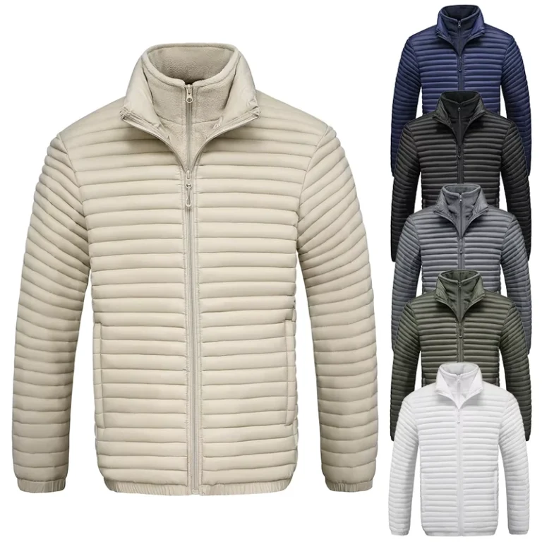 CHINEE-Mens-Casual-Winter-Jacket-Solid-Color-Zipper-Closure-Double-Stand-Up-Collar-Fill-Cotton-Windproof-Warm-Coat
