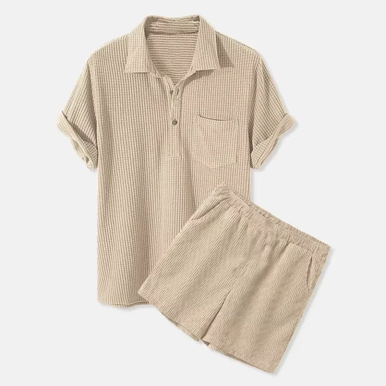 CHINEE-Mens-Corduroy-Pure-Suit-Summer-Button-Lapel-Pocket-Short-Sleeve-Polo-Shirt-Fashion-High-Quality-Loose-Shorts-2-Piece-Set-1