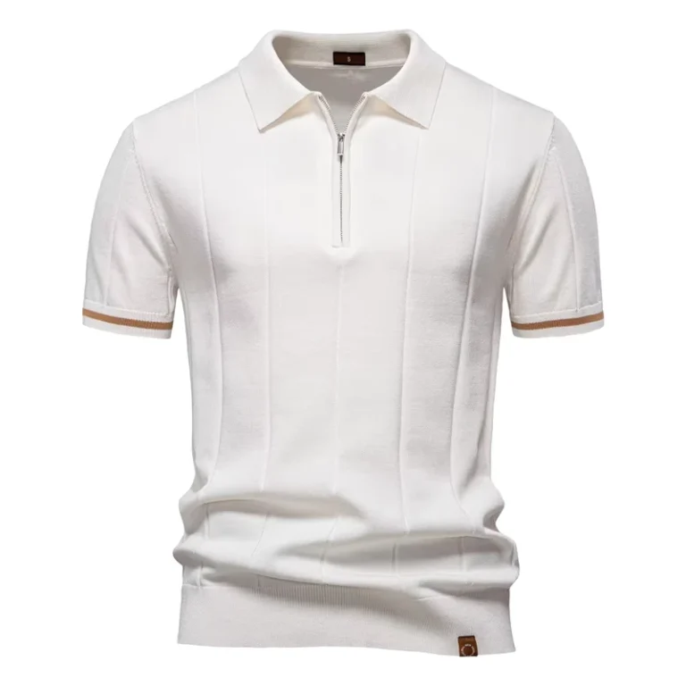 CHINEE-Mens-Half-Zip-Polo-Shirt-Viscose-Blend-150gsm-Lightweight-Breathable-Business-Casual-Ready-Stock