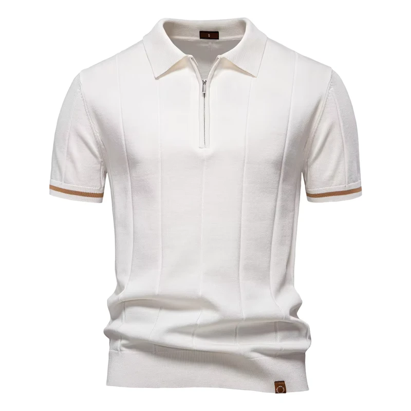 CHINEE-Mens-Half-Zip-Polo-Shirt-Viscose-Blend-150gsm-Lightweight-Breathable-Business-Casual-Ready-Stock