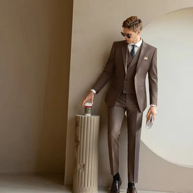 CHINEE-Mens-High-Set-Wool-Slim-Fit-Single-Breasted-Three-Piece-Wedding-Dress-V-Neck-Zipper-Fly-Size-XL-for-Spring-Autumn-Business-Suit