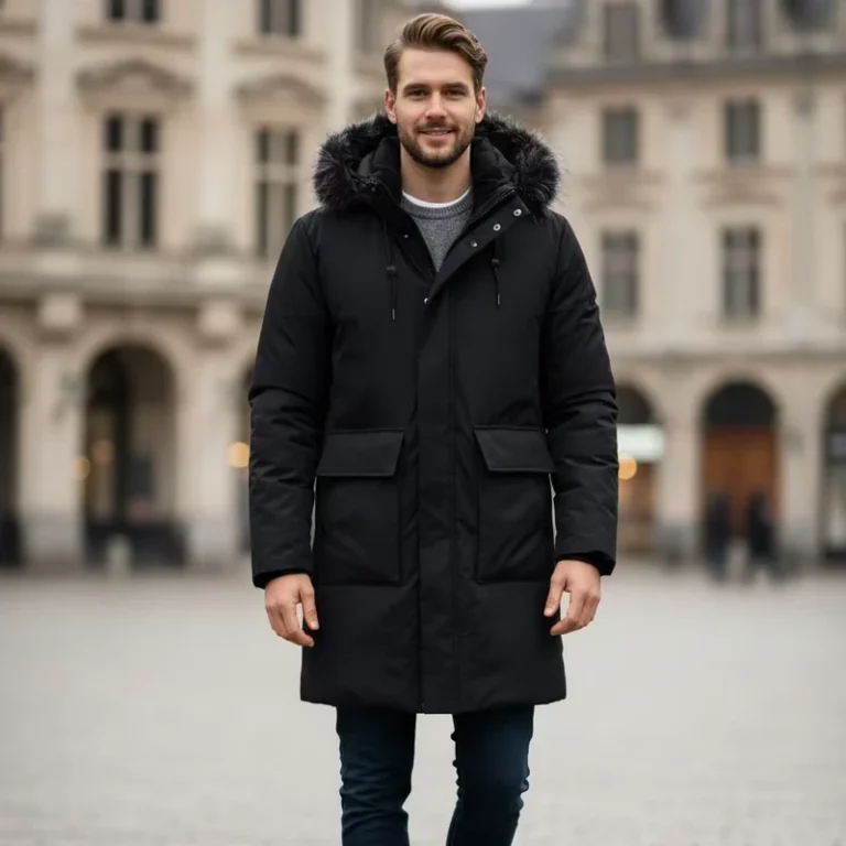 CHINEE-Mens-Longline-Hooded-Down-Jacket-with-Faux-Fur-Trim-Streetwear-Warm-Winter-Outerwear