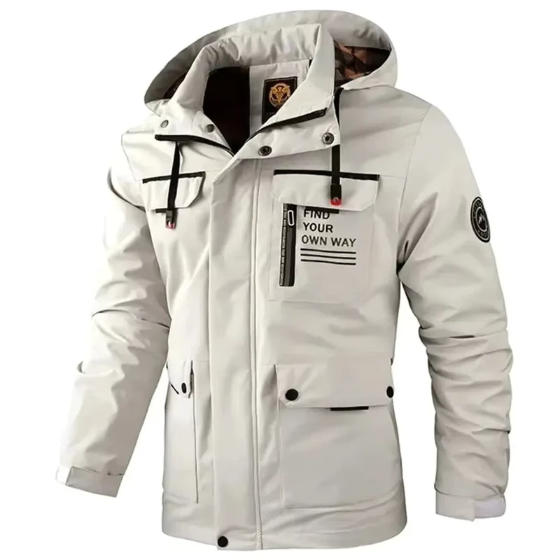 CHINEE-Mens-New-Fashion-Long-Sleeve-Outdoor-Jacket-for-Spring-Windproof-Waterproof-Breathable-Warm-with-Pockets-Fleece-Inner-Coat