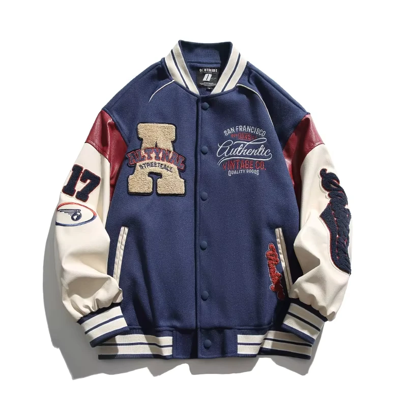 CHINEE-Mens-Retro-Cotton-Jacket-American-Trendy-Splicing-Baseball-Uniform-Embroidery-High-Street-XS-Genuine-ODM-Autumn-Winter-Spring