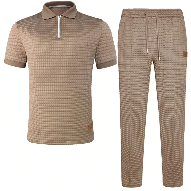 CHINEE-Mens-Sports-and-Leisure-Set-Zipper-Polo-Shirt-Top-Pants-1
