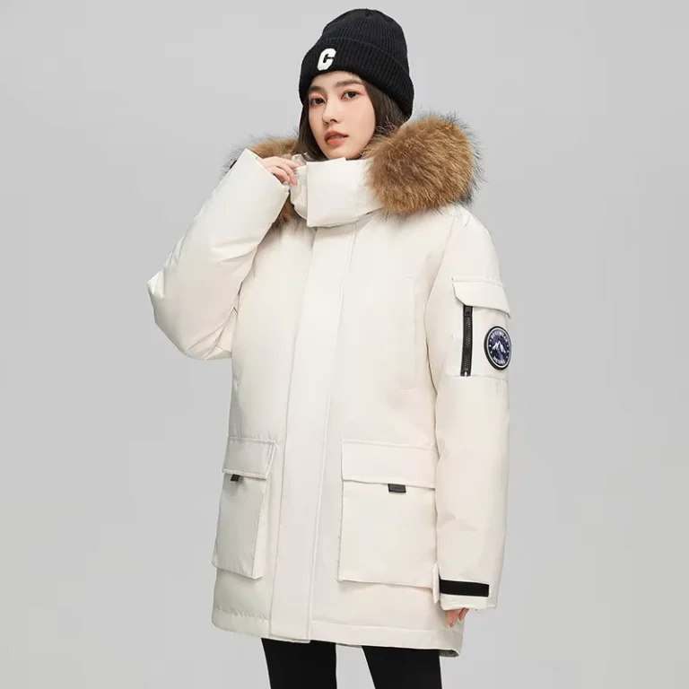 CHINEE-Mens-Womens-Winter-Jacket-Waterproof-Hooded-Rabbit-Fur-Zipper-Closure-Polyester-Thickened-National-Standard-Couples-Jacket