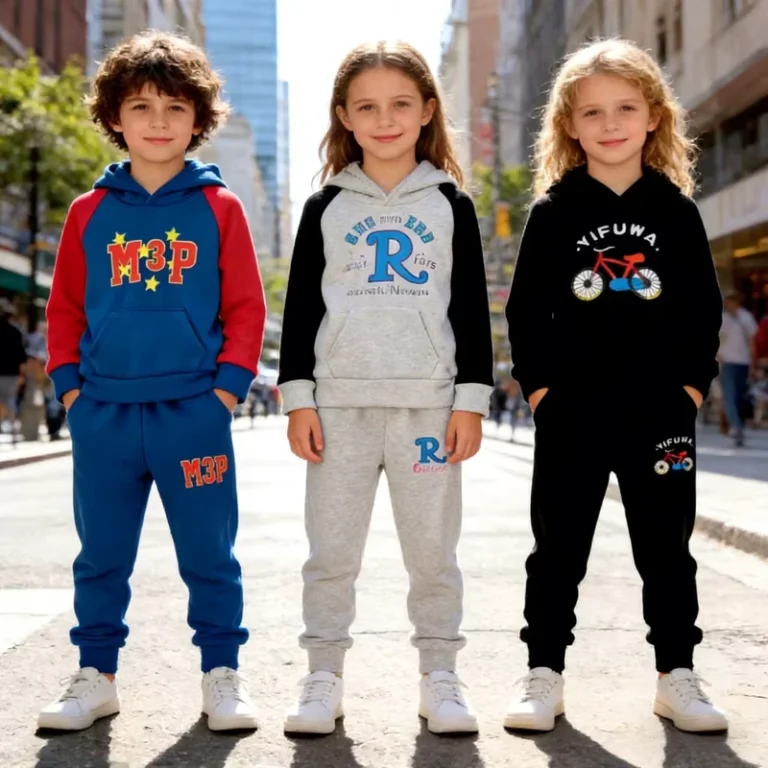CHINEE-Model-HY001-Size-110-130-Cartoon-Prints-Crewneck-Thick-Fleece-Hooded-Sweatshirt-Kids-Jogger-Sets-for-Kids