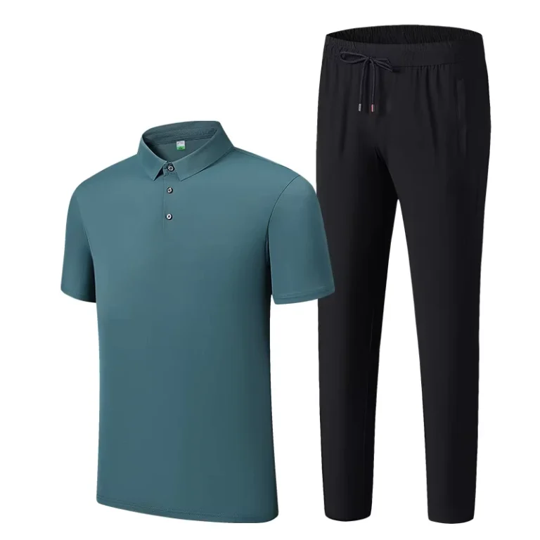 CHINEE-Modest-Summer-Business-Casual-Comfortable-Short-Sleeve-Polo-T-Shirt-With-Pants-Set-Two-Pieces-Clothes-Suit-for-Men-M100
