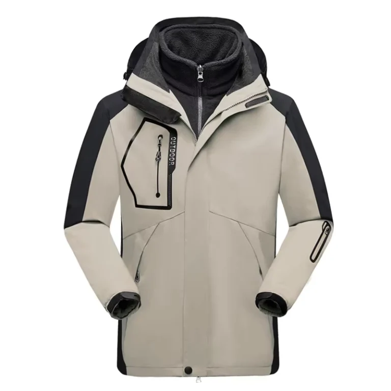 CHINEE-Mountain-Waterproof-3-in-1-Outdoor-Jacket-Hooded-Stand-Collar-Detachable-Fleece-Liner-Zipper-Closure-for-Men-Women
