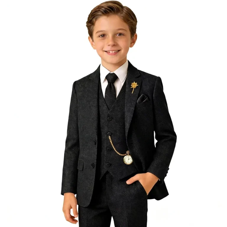 CHINEE-Navy-Tweed-Soft-Durable-Stylish-Suit-for-School-Graduation-Ceremonies-Boys-Kids-Blazer-Pants-Set-Formal-Tweed-Suit