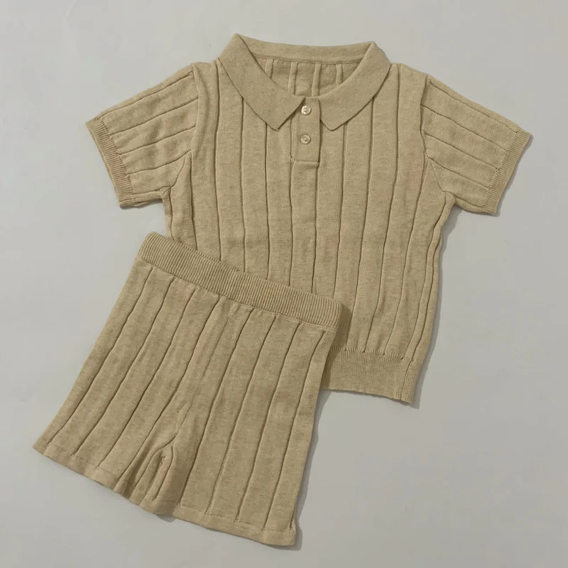 CHINEE-New-Arrival-Summer-Baby-Infant-Casual-Solid-Pattern-Polo-Sweater-Shorts-Set-100-Cotton-Knitted-Clothes-Set-for-Children-Toddler-1