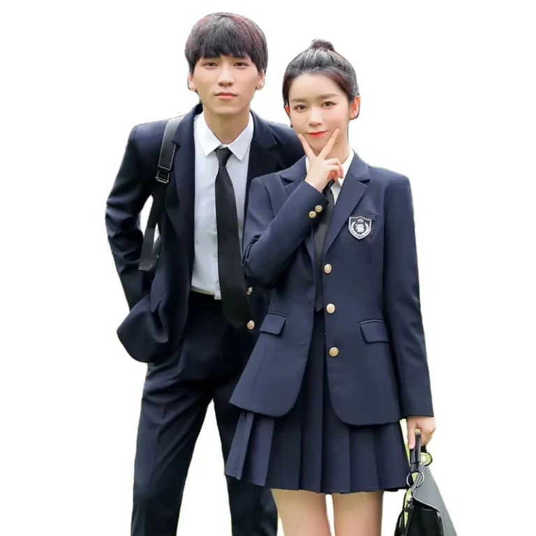 CHINEE-New-Arrivals-Custom-High-School-Blazer-Pants-Suits-Fashion-Navy-Blue-Pleated-Skirt-Set-Unisex-Students-School-Uniforms