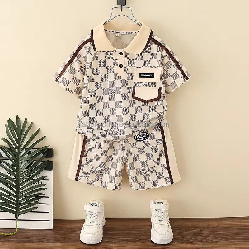 CHINEE-New-Baby-Boys-Summer-Polo-Shirt-Set-Hot-Selling-Low-Price-Short-Sleeved-Two-Piece-Cotton-Clothing-with-Cartoon-Pattern