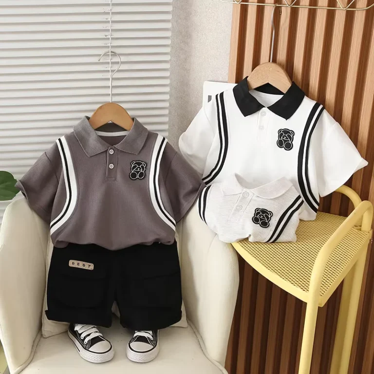 CHINEE-New-Boys-Cargo-Style-Outfit-Set-Bear-Print-Polo-Shirt-Shorts-2-Piece-Summer-Clothing-Trendy-Children-Casual-Wear-1-5-Years-1