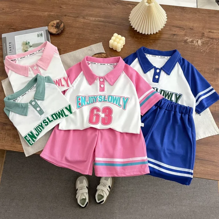 CHINEE-New-Childrens-Summer-Girls-Short-Sleeved-Polo-Shirt-Baby-Two-Piece-Tshirt-Shorts-Boys-Fashion-Sports-Set