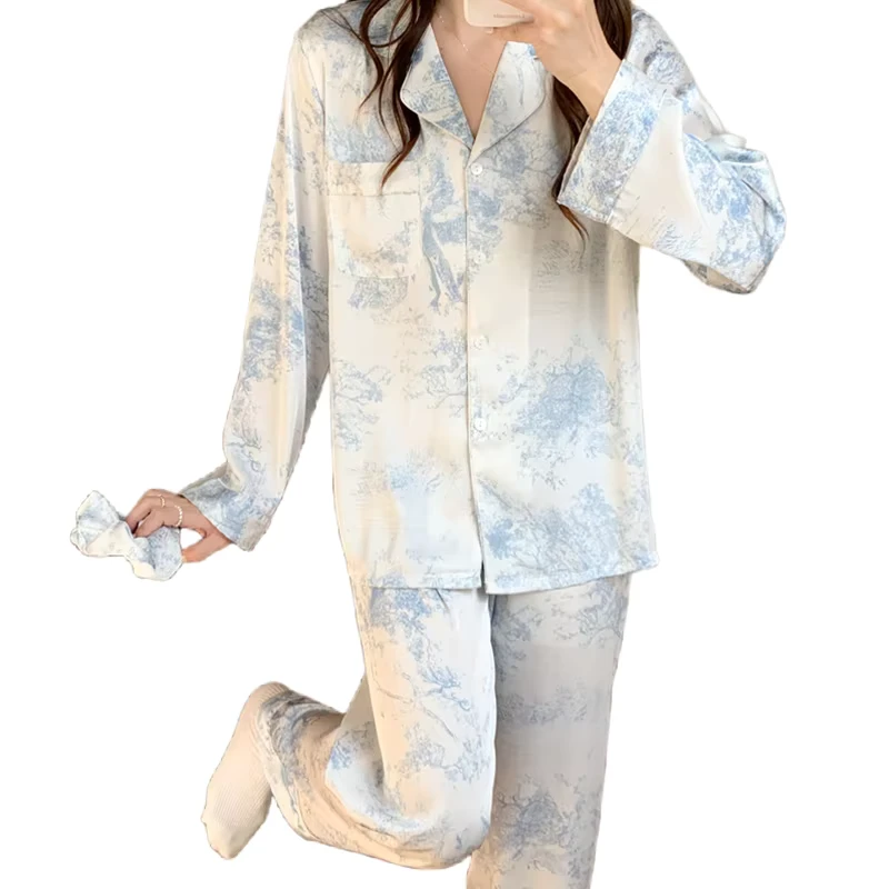 CHINEE-New-Design-Womens-Silk-Pajamas-Lapel-Long-Sleeve-Pants-Three-piece-Night-Suit-Elegant-Printed-Satin-Sleepwear-Home-Wear-1