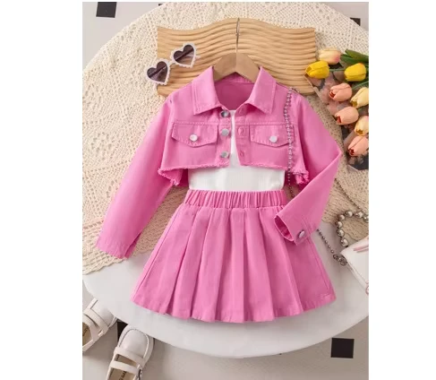 CHINEE-New-Girls-Spring-and-Autumn-Suit-Denim-Red-Baby-Girl-Childrens-Skirt-3-Piece-Set-Long-Sleeve-Custom-Logo