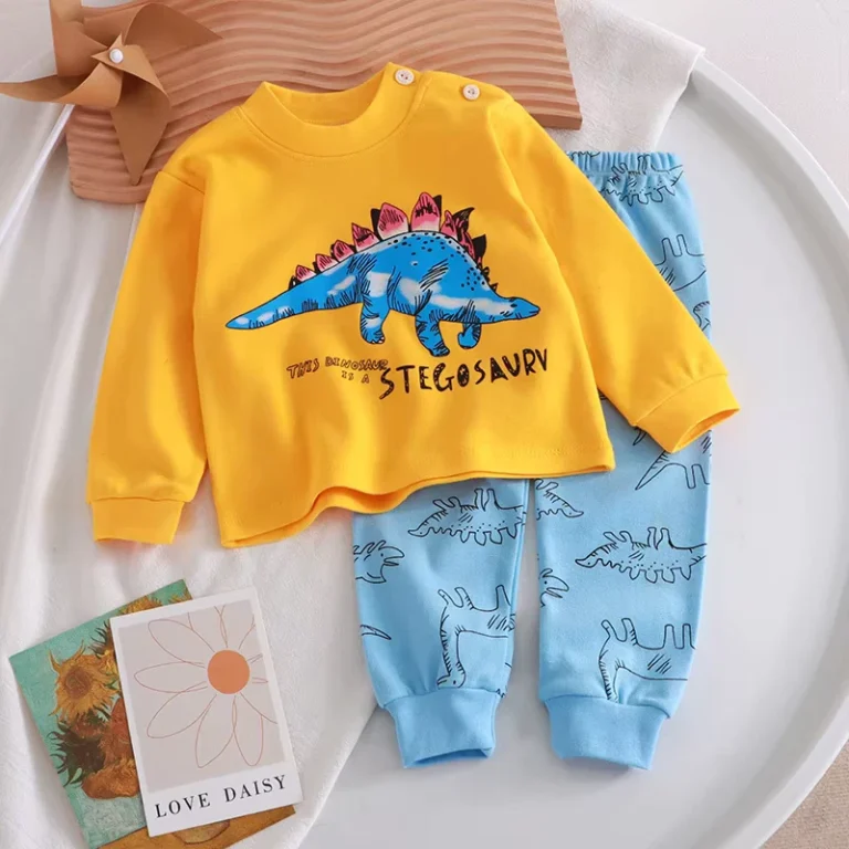 CHINEE-New-Home-Clothes-for-Children-Pure-Cotton-Baby-Pajamas-All-Cotton-Long-Sleeves-Print-Pattern-Autumn-Trousers-Suits-for-Kids-1