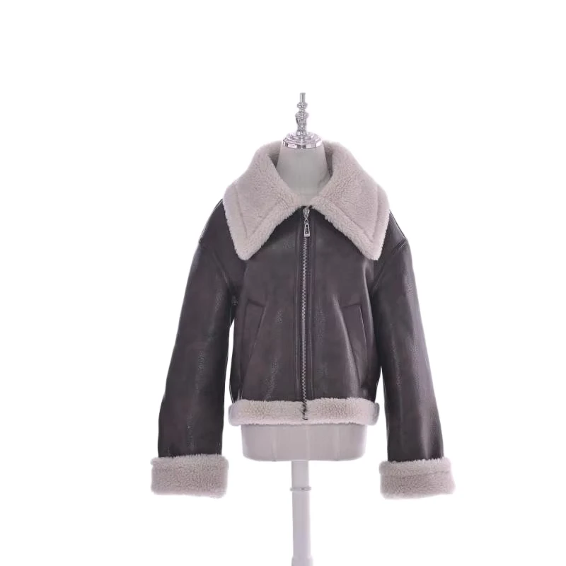 CHINEE-New-Style-Unisex-Brown-Short-Faux-Fur-Jacket