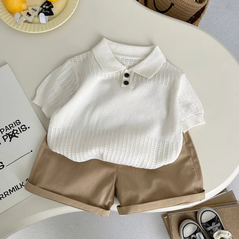 CHINEE-New-Trendy-Children-Outfits-Summer-Solid-Color-Polo-Shirt-and-Shorts-2pcs-Boys-Clothing-Set