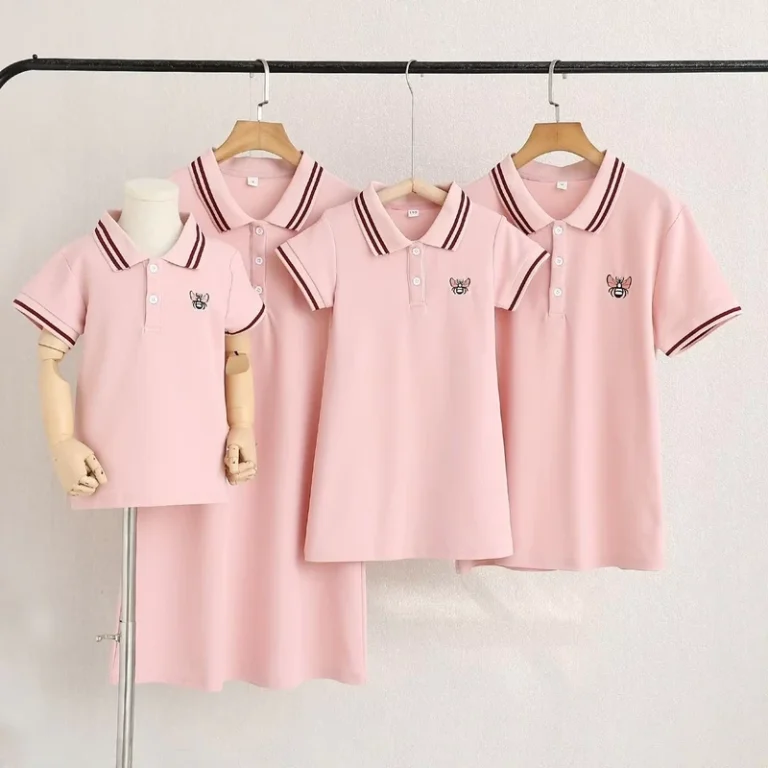 CHINEE-New-Trendy-Summer-Polo-Shirts-and-Dresses-Family-Matching-Outfits-for-Girls-Companionship-Father-Son-and-Mother-Daughter