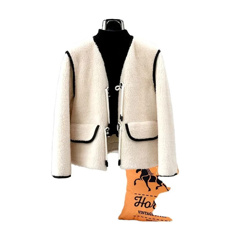 CHINEE-New-Womens-Slim-Winter-Sheep-Shearling-Parkas-Short-Coat-Button-Warm-Real-Wool-Fur-Casual-Jacket-JT3378