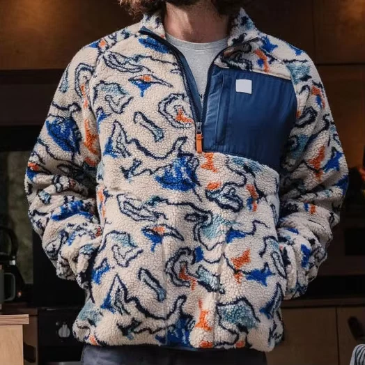 CHINEE-OEM-Custom-Stand-Collar-Neck-Waterproof-Breathable-Windproof-Chest-Pocket-Patchwork-Winter-Fleece-Jacket-Front-for