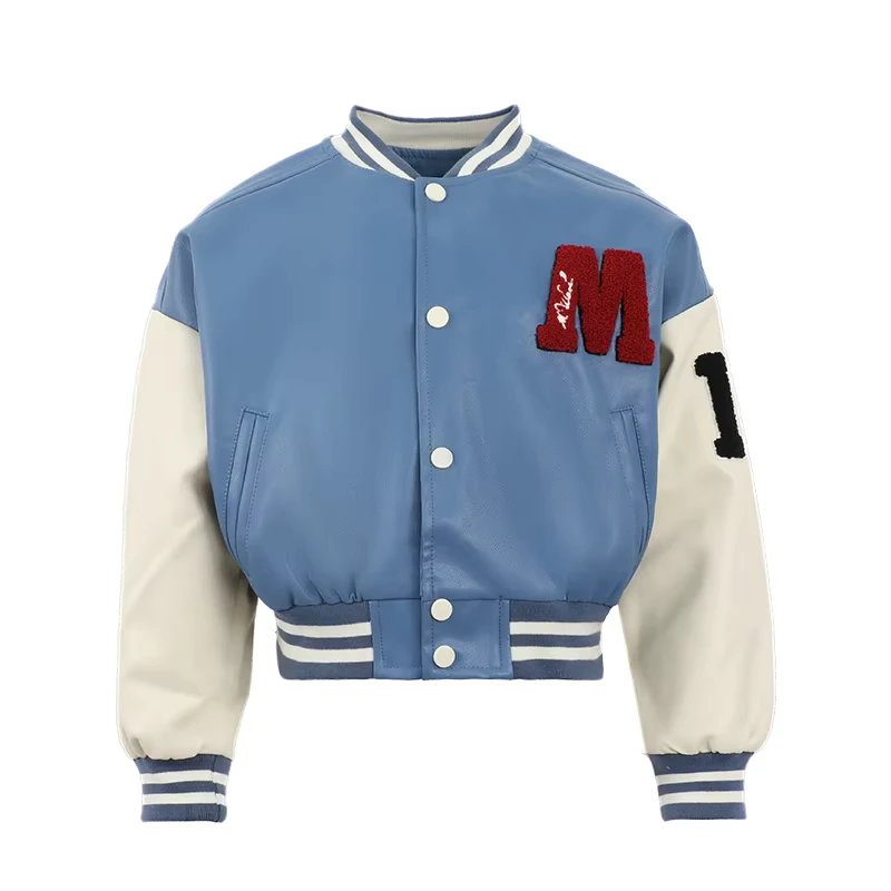 CHINEE-OEM-Customization-High-Quality-Custom-Cropped-Top-Girls-Baseball-Uniform-Kids-Leather-Bomber-Jacket