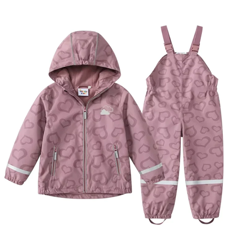 CHINEE-OEM-Girls-Raincoat-Cute-2-piece-Hooded-Zipper-Jacket-And-Rain-Pants-Set-Children-Girls-Set-Pants-Top-Kids-Clothes-Set-Girls