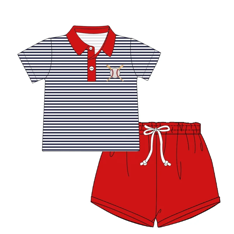 CHINEE-OEM-Little-Boy-Clothing-Summer-Clothes-Set-Baseball-Team-Sport-Kids-Clothes-Children-Boutique-Outfit-with-Polo-Shirt-1