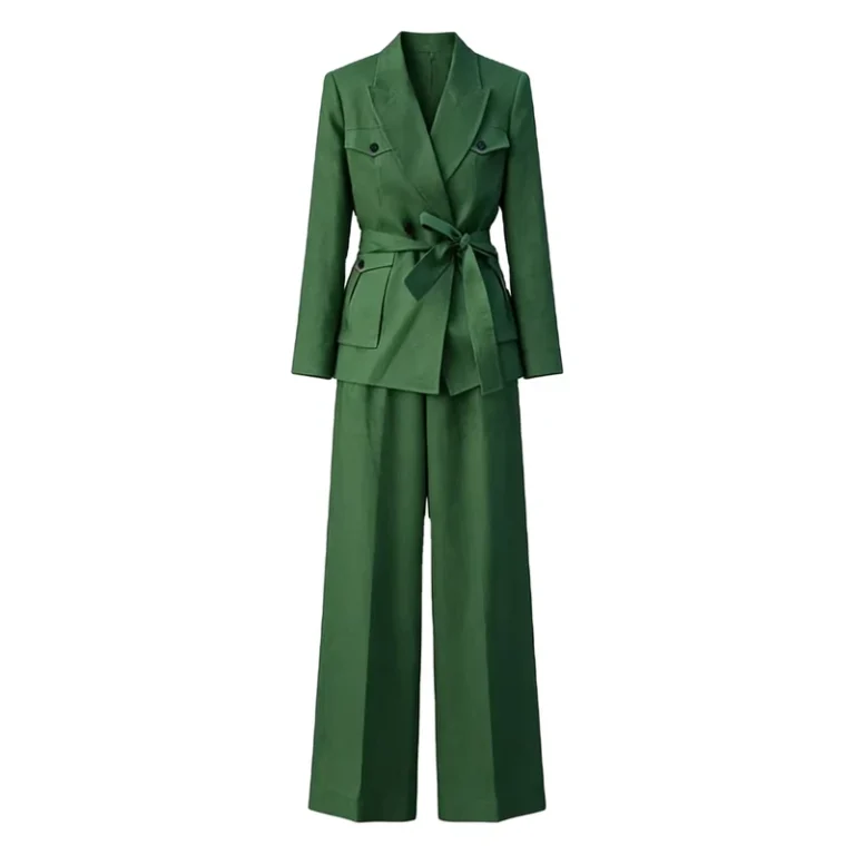 CHINEE-Old-Money-Style-Green-Womens-Suit-Set-Spring-Autumn-Worsted-Linen-Loose-Solid-Wide-Leg-Pants-Two-Piece-Set-Elegant-Commuting