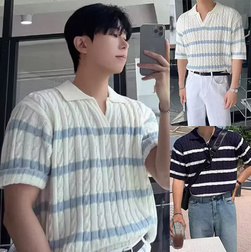 CHINEE-One-Piece-Dropshipping-Summer-Mens-Fashionable-Short-Sleeved-T-shirt-Casual-Light-Luxury-Versatile-Half-Sleeved-Polo-Shirt-1