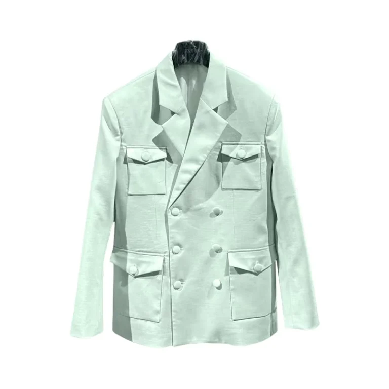 CHINEE-Picture-Customization-New-Spring-and-Autumn-Light-Green-British-Style-Beaded-Multi-Pocket-Double-Breasted-Suit