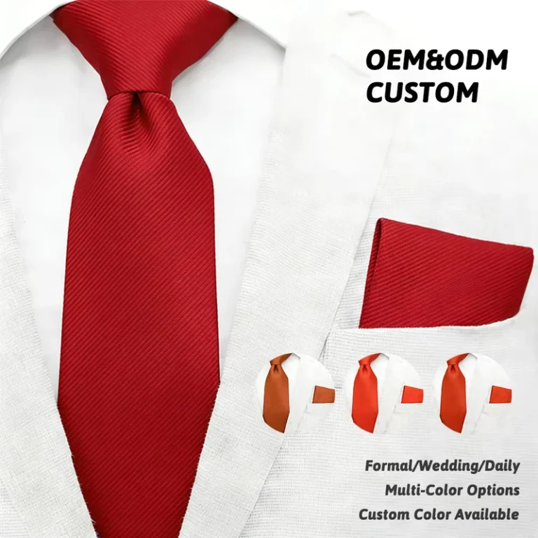 CHINEE-Premium-Solid-Necktie-Set-Luxury-OEKO-TEX-Eco-Friendly-Polyester-Tie-with-Pocket-Square-for-Formal-Occasions