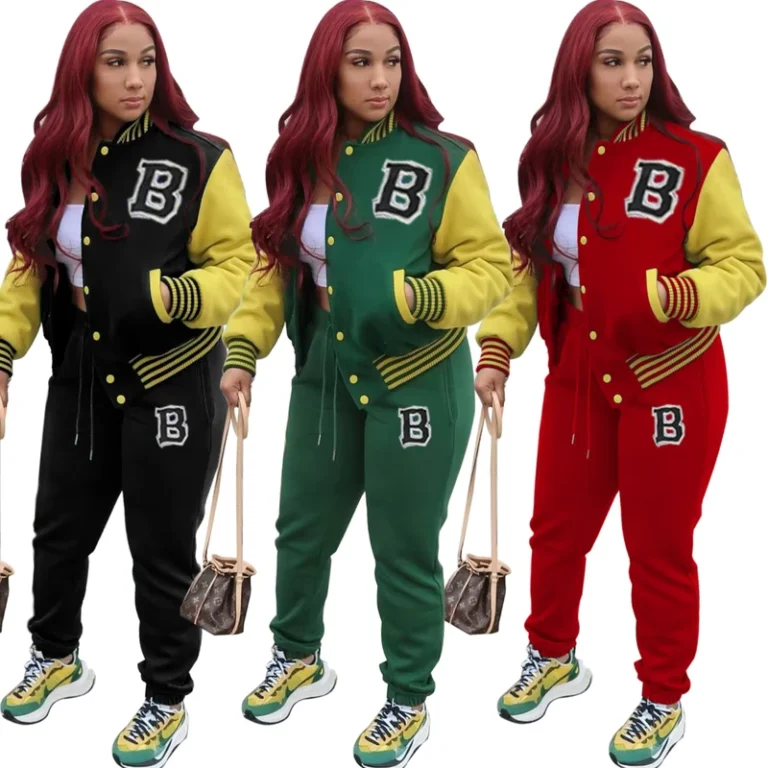 CHINEE-Print-Letter-Baseball-Jacket-Two-Piece-Pants-Set-Women-Jogger-Sweatsuit-Patchwork-Baseball-Uniform