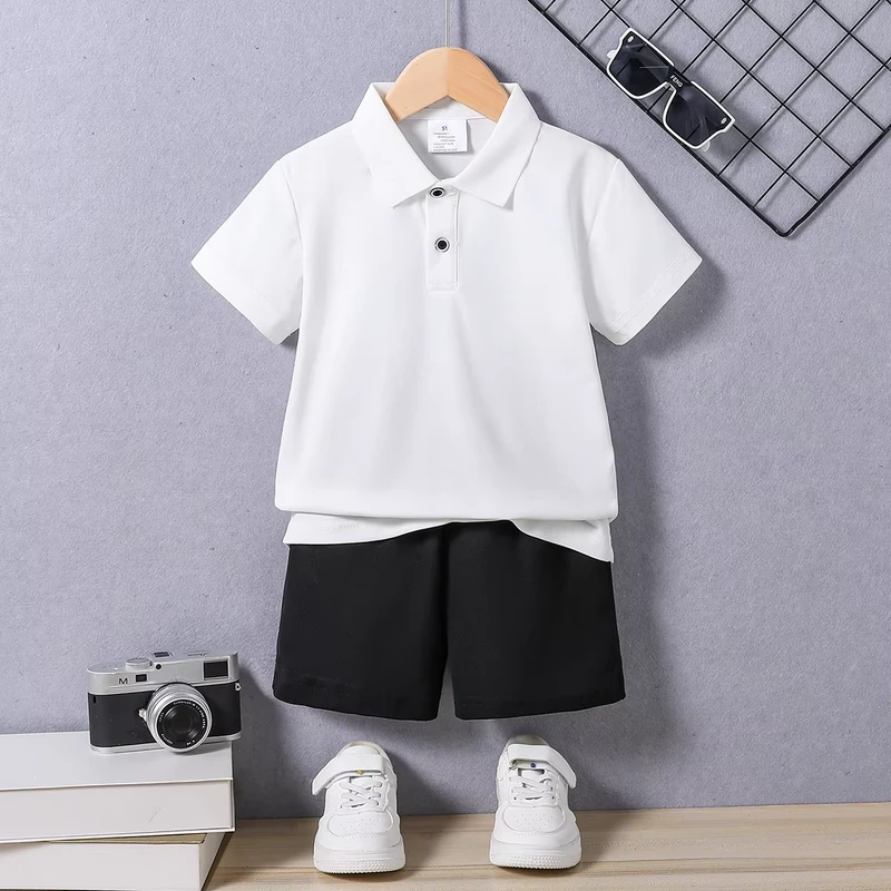 CHINEE-Printed-Knitted-Polyester-Unisex-Polo-2PCS-Set-Summer-Short-Sleeve-Shirt-Shorts-ODM