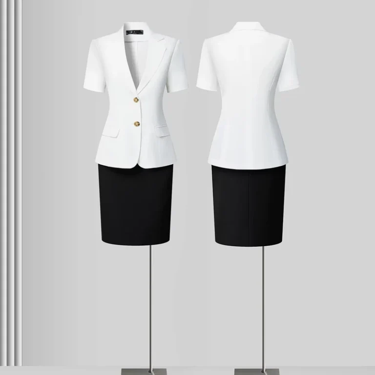 CHINEE-Professional-Summer-Suit-for-Female-College-Students-Short-Sleeved-Jacket-Button-Decoration-Interview-Dress-Uniform-Temperament-1