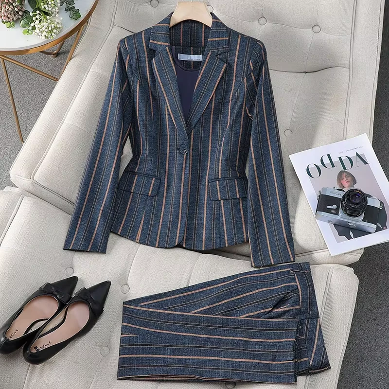CHINEE-Professional-Womens-Spring-Autumn-Casual-Blazers-Blue-Vertical-Stripe-Suit-Coat-With-All-Matching-Temperament-Top-Formal-Dress