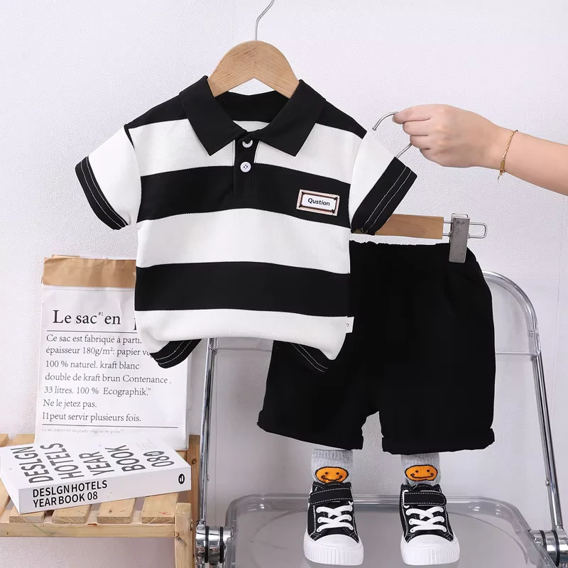 CHINEE-Short-Sleeve-Casual-Set-for-0-4-Years-Old-Boys-Summer-Striped-Polo-Shirt-Baby-T-Shirt-Southeast-Clothes-for-Boys