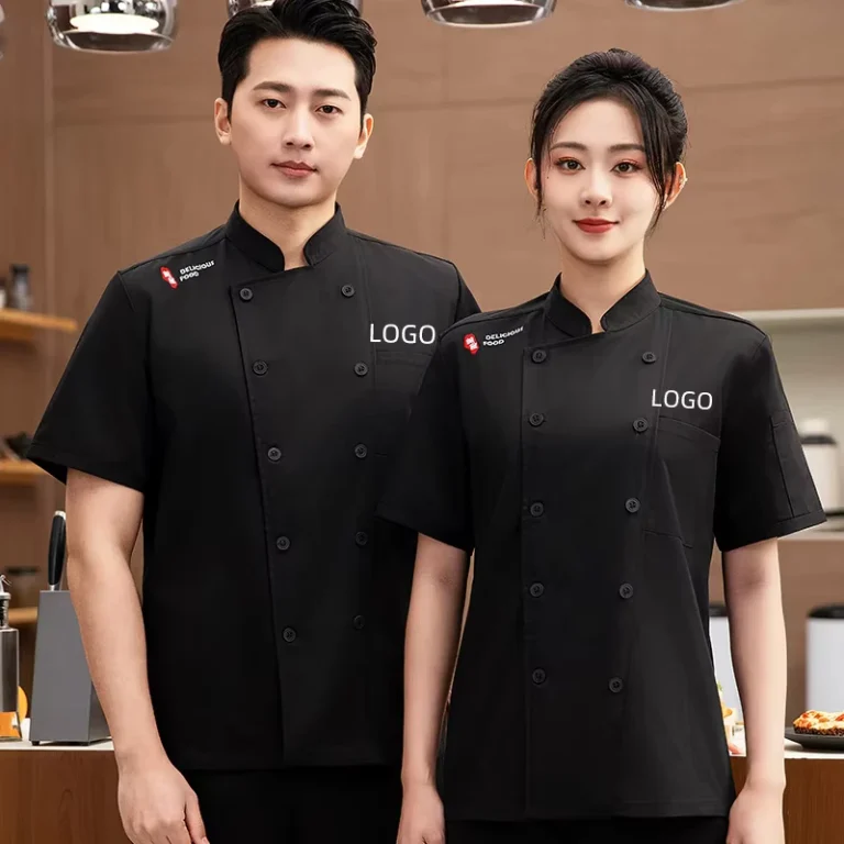 CHINEE-Short-Sleeved-Polyester-Cotton-Chefs-Uniform-for-Restaurants-Summer-Kitchen-Shirt-for-Chefs-Jacket-1