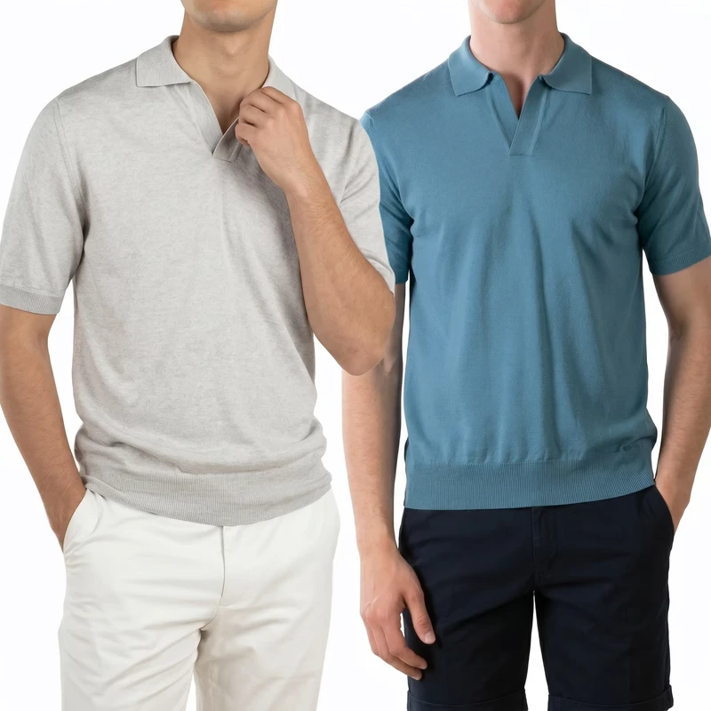 CHINEE-Shortsleeve-Buttonless-Polo-Fabric-Casual-Cotton-Men-Polo-T-Shirt-Mens-Johnny-Collar-Old-Money-Style-1